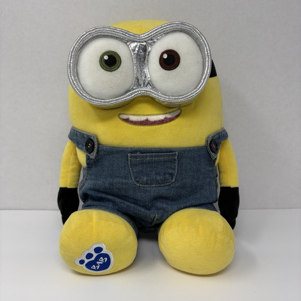 Build-A-Bear Minions Plush Teddy Bear Denim Overalls BAB 11" Despicable Me